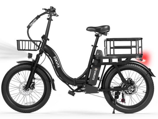 1200W Peak Folding Electric Bike for Adults, 28MPH 48V 10.4Ah Removable Battery, 55-Mile Range, 20"x3" Fat Tire, Step-Thru Ebike with Basket 7-Speed – Commuter E-Bike