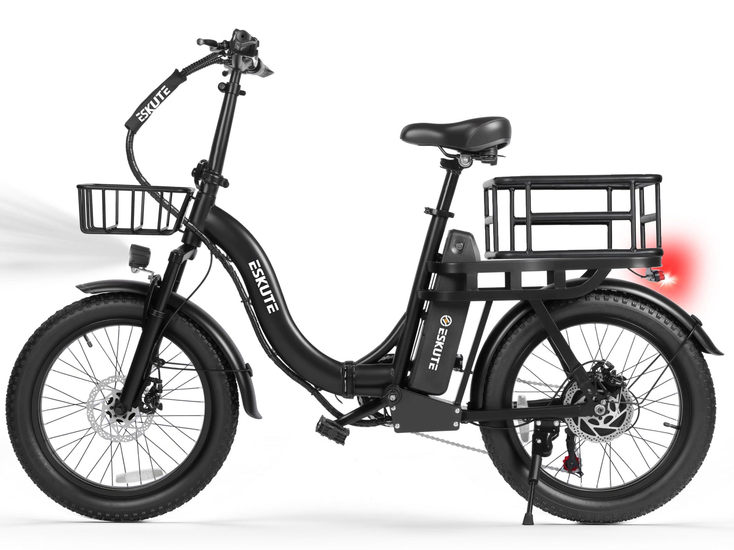 1200W Peak Folding Electric Bike for Adults, 28MPH 48V 10.4Ah Removable Battery, 55-Mile Range, 20"x3" Fat Tire, Step-Thru Ebike with Basket 7-Speed – Commuter E-Bike