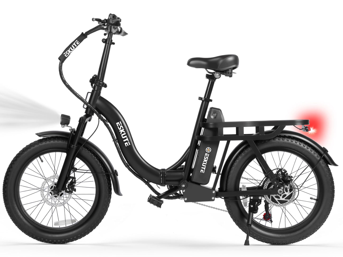 1200W Peak Folding Electric Bike for Adults, 28MPH 48V 10.4Ah Removable Battery, 55-Mile Range, 20"x3" Fat Tire, Step-Thru Ebike with Basket 7-Speed – Commuter E-Bike