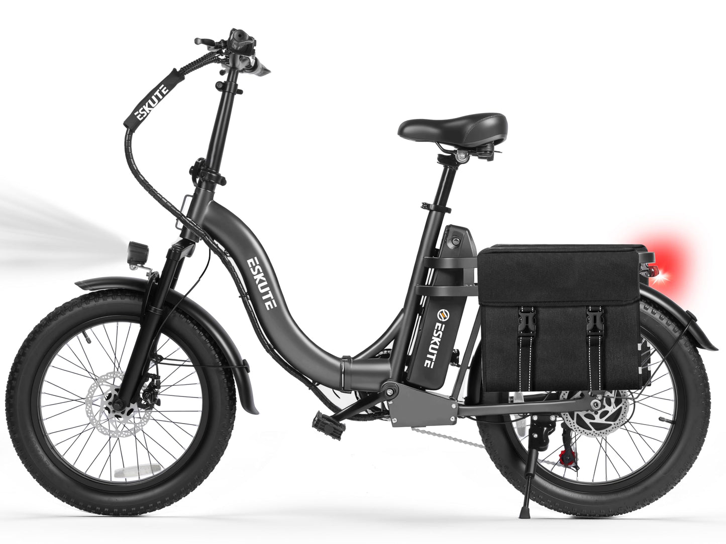 1200W Peak Folding Electric Bike for Adults, 28MPH 48V 10.4Ah Removable Battery, 55-Mile Range, 20"x3" Fat Tire, Step-Thru Ebike with Basket 7-Speed – Commuter E-Bike