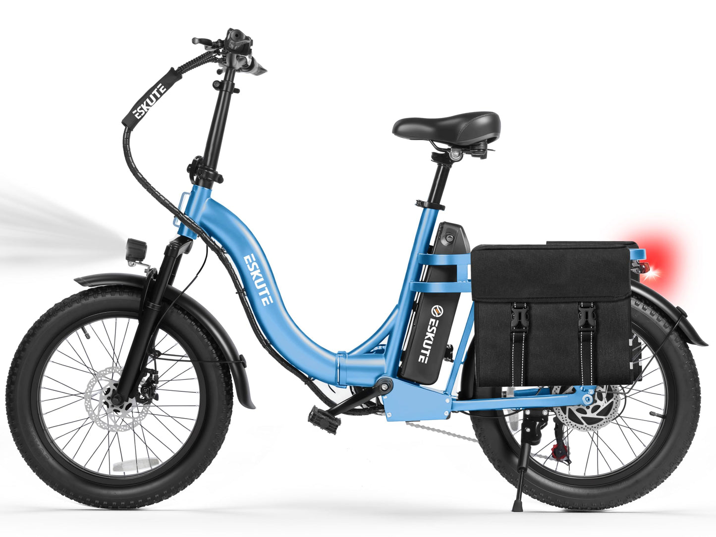 1200W Peak Folding Electric Bike for Adults, 28MPH 48V 10.4Ah Removable Battery, 55-Mile Range, 20"x3" Fat Tire, Step-Thru Ebike with Basket 7-Speed – Commuter E-Bike