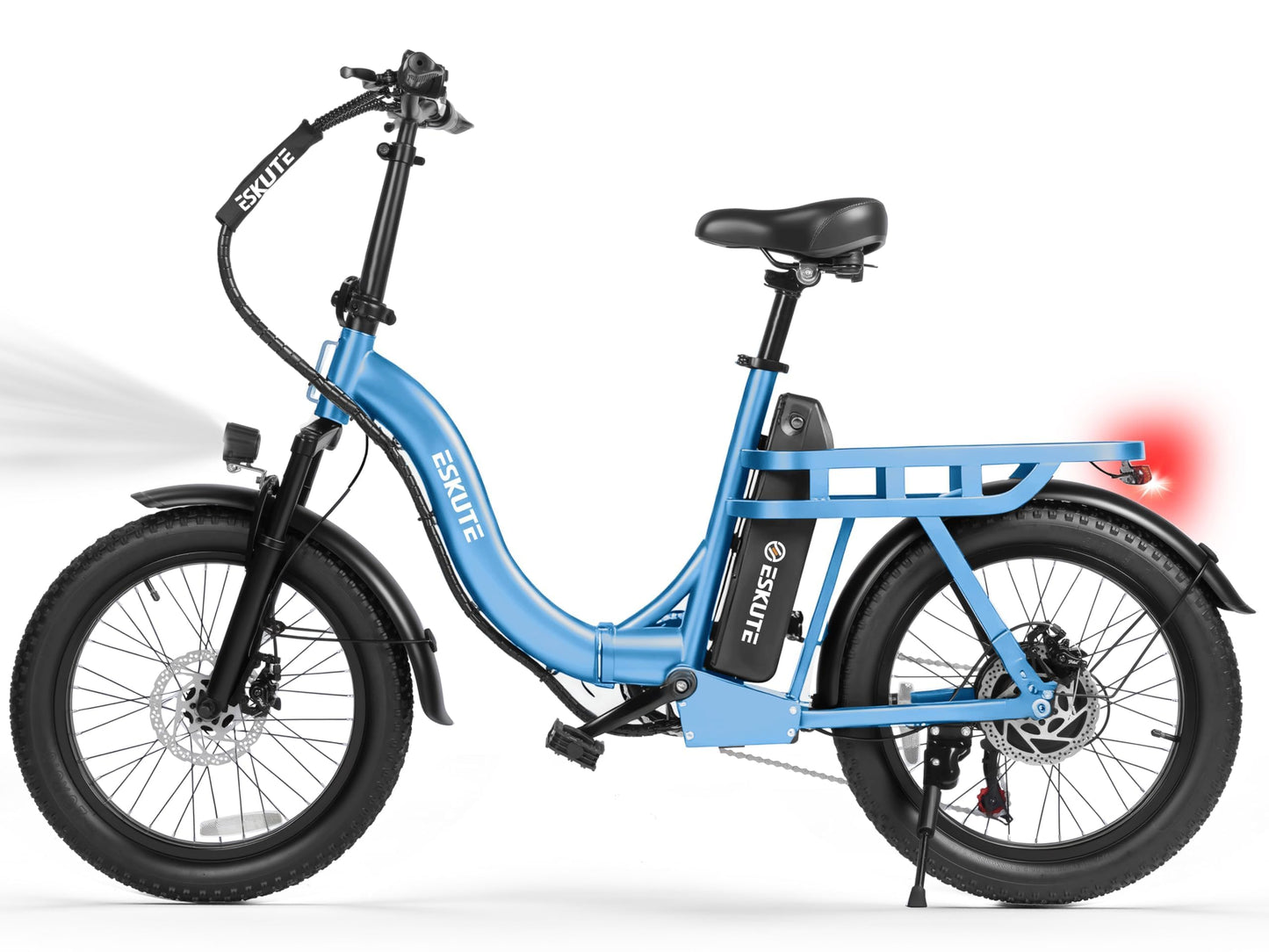 1200W Peak Folding Electric Bike for Adults, 28MPH 48V 10.4Ah Removable Battery, 55-Mile Range, 20"x3" Fat Tire, Step-Thru Ebike with Basket 7-Speed – Commuter E-Bike