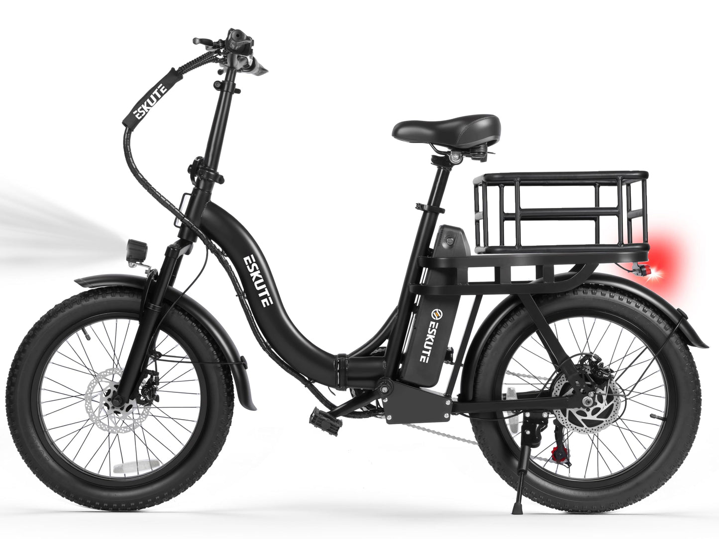 1200W Peak Folding Electric Bike for Adults, 28MPH 48V 10.4Ah Removable Battery, 55-Mile Range, 20"x3" Fat Tire, Step-Thru Ebike with Basket 7-Speed – Commuter E-Bike