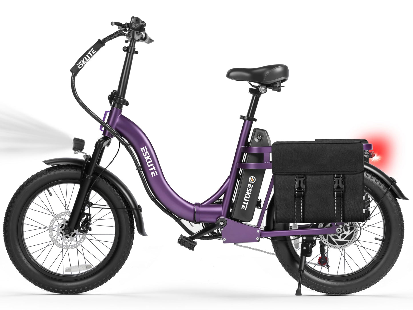 1200W Peak Folding Electric Bike for Adults, 28MPH 48V 10.4Ah Removable Battery, 55-Mile Range, 20"x3" Fat Tire, Step-Thru Ebike with Basket 7-Speed – Commuter E-Bike