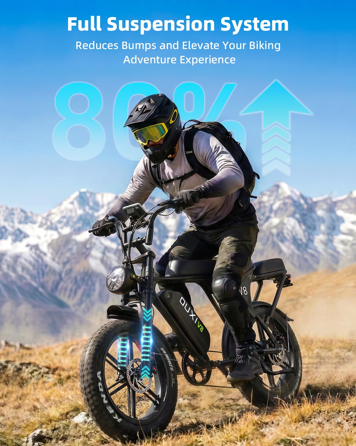OUXI V8 Series Electric Bike for Adults, Peak 500W/1000W,20/31 MPH, 10.4/15/30 AH Removable Battery, 16''/20" Fat Tire Electric Bike,7-Speed Gear Electric Bicycles,Ebike Moped for Commuting & Off-Road