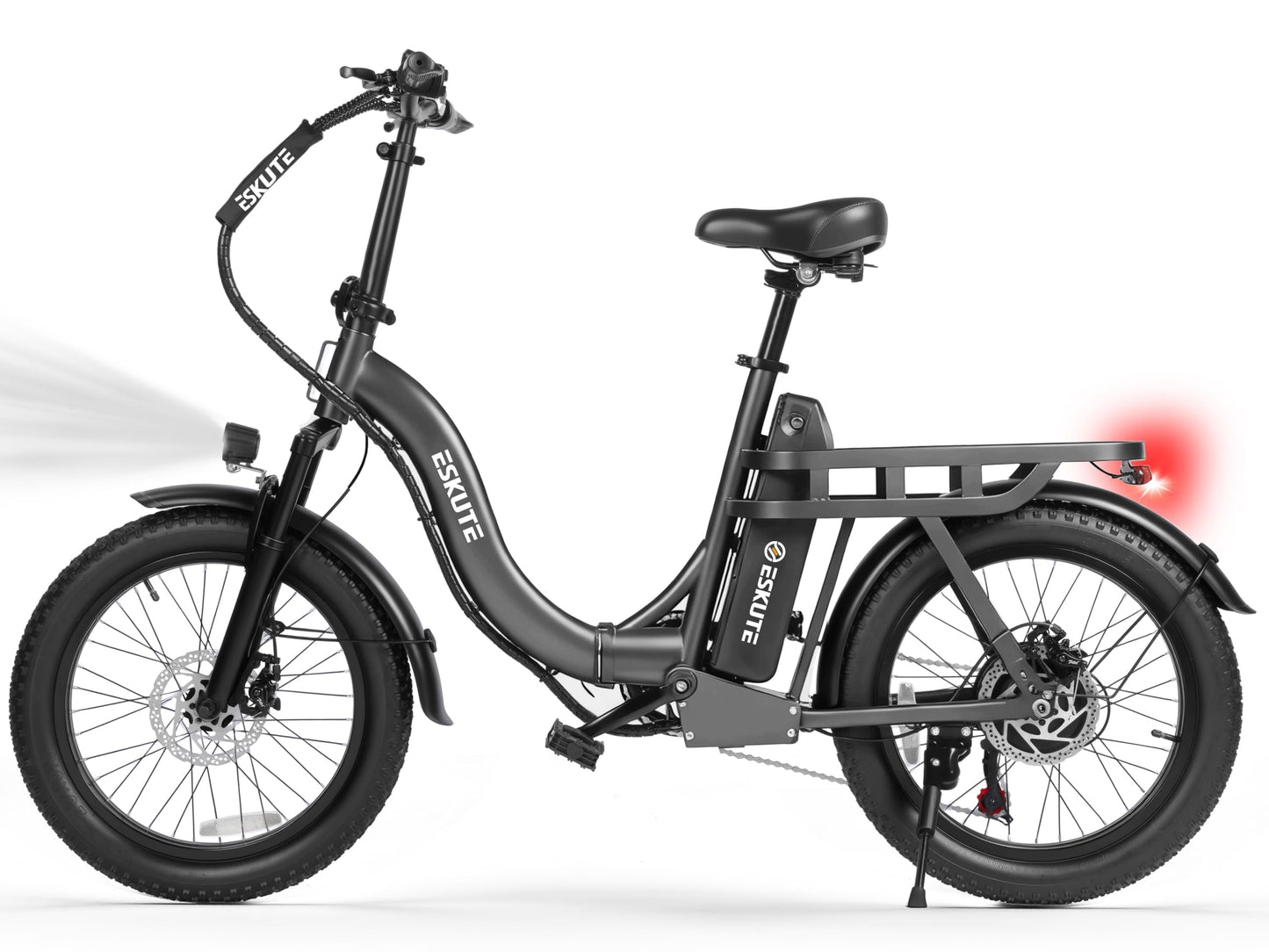1200W Peak Folding Electric Bike for Adults, 28MPH 48V 10.4Ah Removable Battery, 55-Mile Range, 20"x3" Fat Tire, Step-Thru Ebike with Basket 7-Speed – Commuter E-Bike