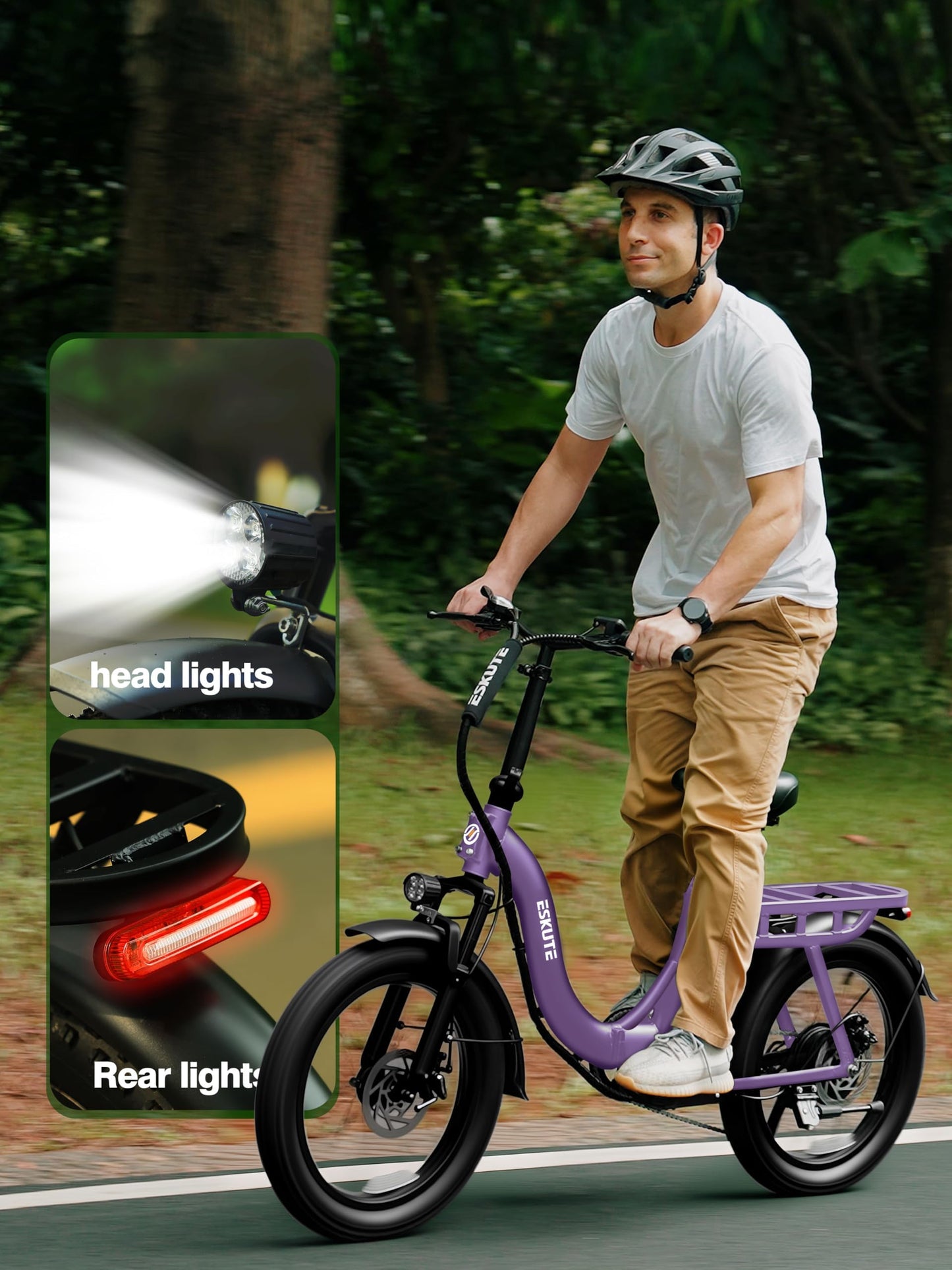 1200W Peak Folding Electric Bike for Adults, 28MPH 48V 10.4Ah Removable Battery, 55-Mile Range, 20"x3" Fat Tire, Step-Thru Ebike with Basket 7-Speed – Commuter E-Bike