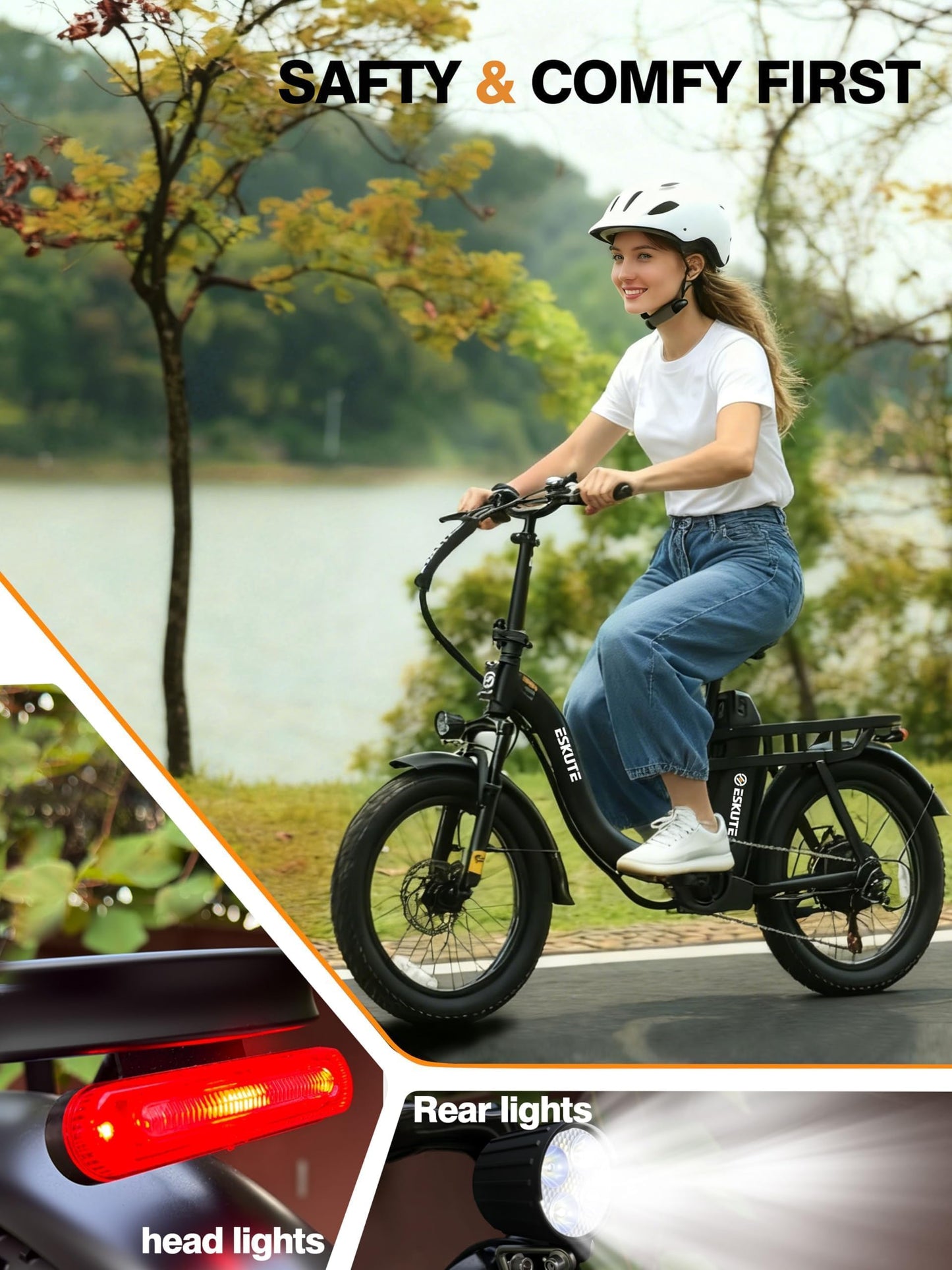 1200W Peak Folding Electric Bike for Adults, 28MPH 48V 10.4Ah Removable Battery, 55-Mile Range, 20"x3" Fat Tire, Step-Thru Ebike with Basket 7-Speed – Commuter E-Bike