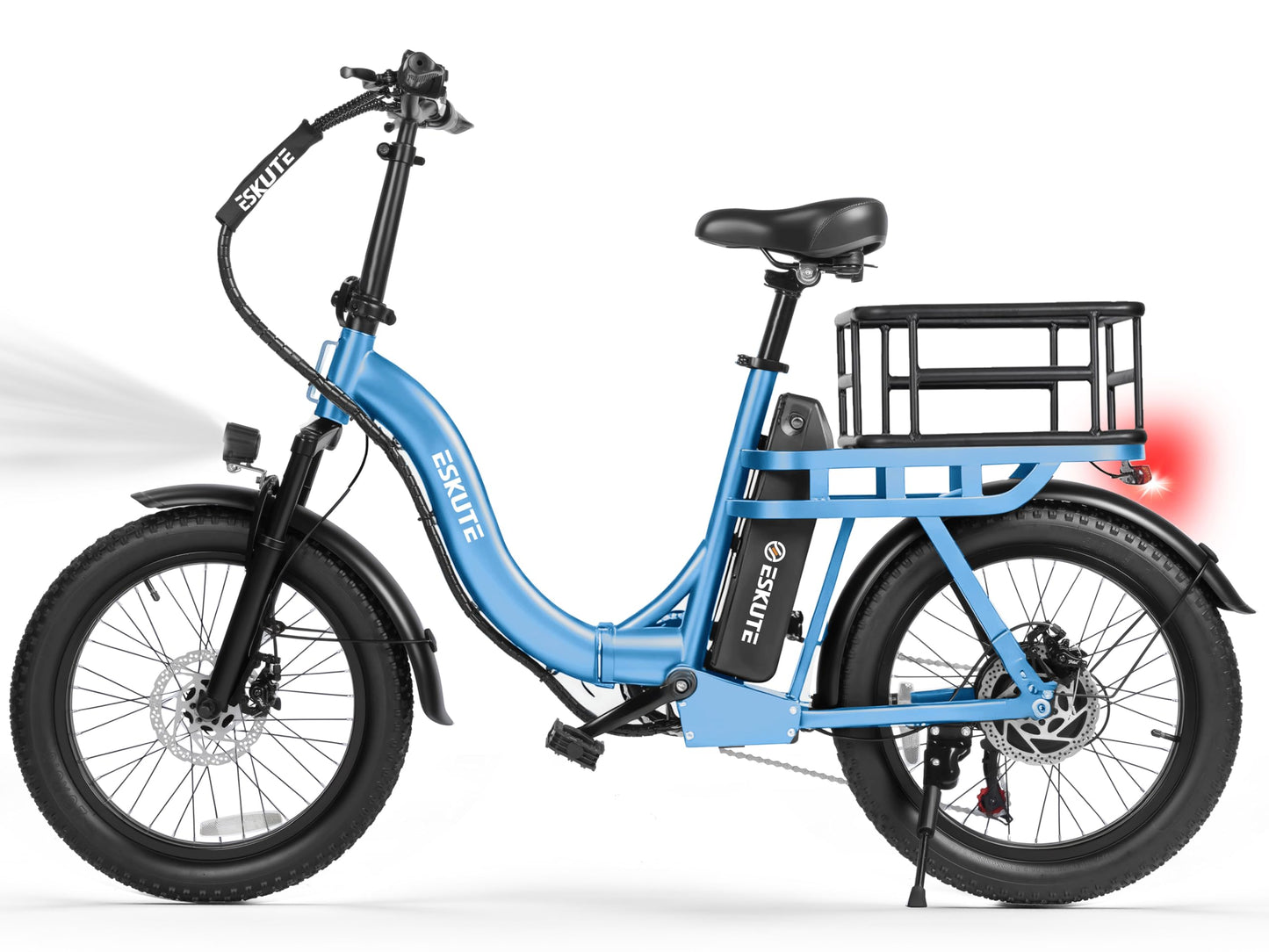 1200W Peak Folding Electric Bike for Adults, 28MPH 48V 10.4Ah Removable Battery, 55-Mile Range, 20"x3" Fat Tire, Step-Thru Ebike with Basket 7-Speed – Commuter E-Bike