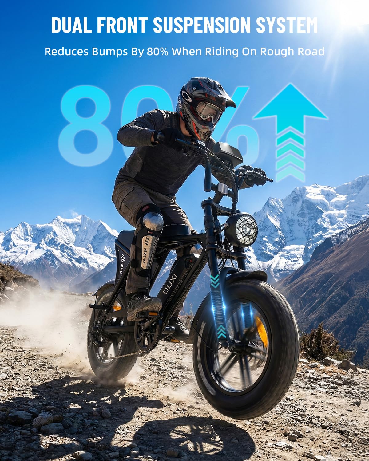OUXI V8 Series Electric Bike for Adults, Peak 500W/1000W,20/31 MPH, 10.4/15/30 AH Removable Battery, 16''/20" Fat Tire Electric Bike,7-Speed Gear Electric Bicycles,Ebike Moped for Commuting & Off-Road