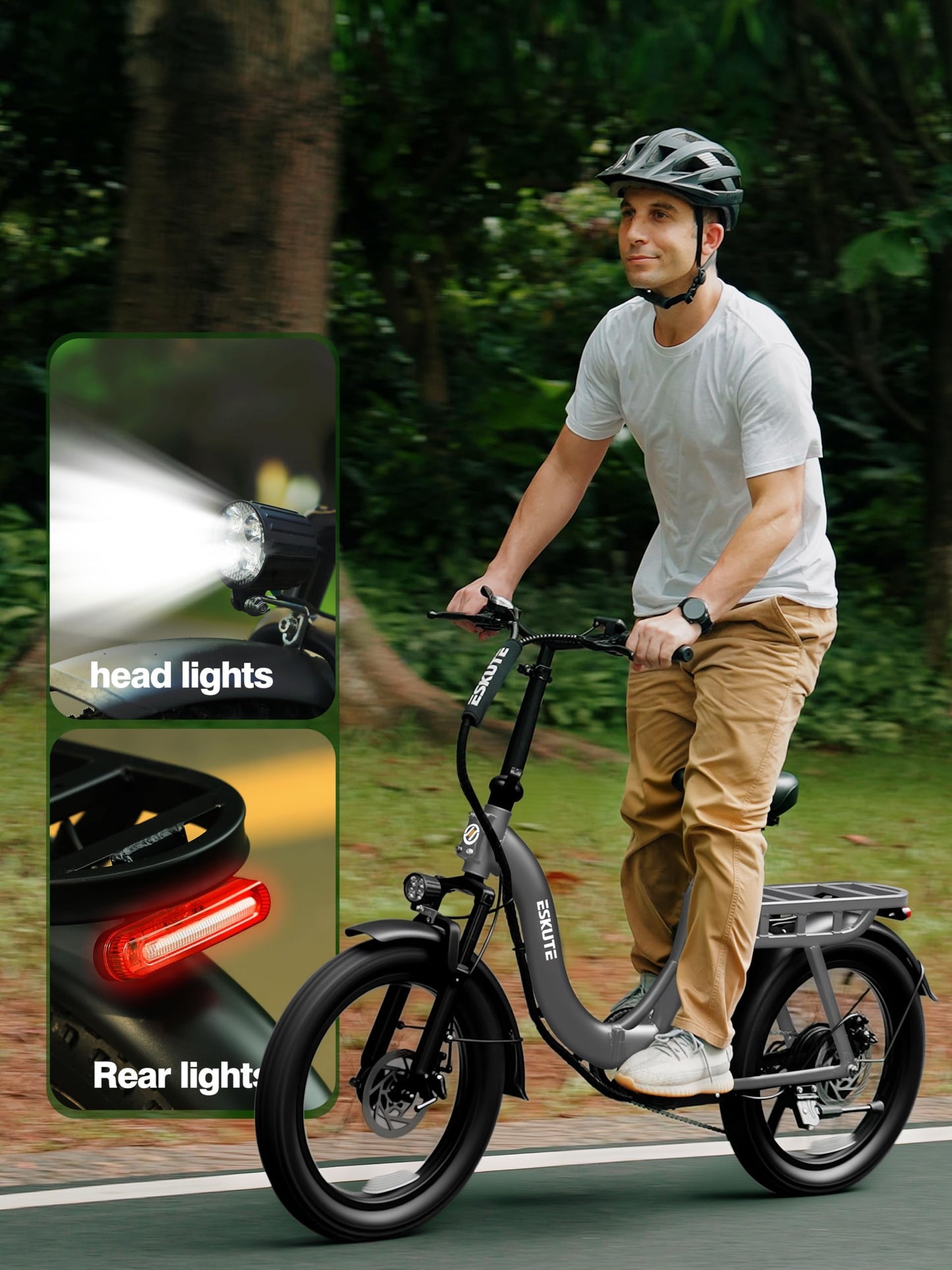 1200W Peak Folding Electric Bike for Adults, 28MPH 48V 10.4Ah Removable Battery, 55-Mile Range, 20"x3" Fat Tire, Step-Thru Ebike with Basket 7-Speed – Commuter E-Bike