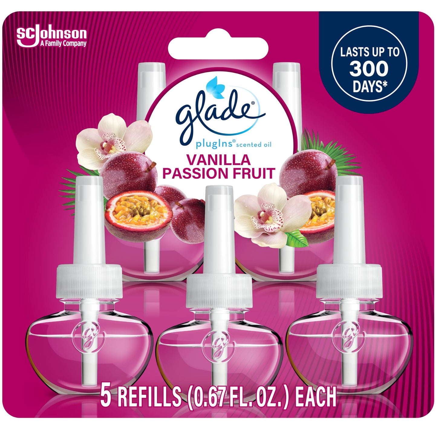 Glade PlugIns Refills Air Freshener, Scented and Essential Oils for Home and Bathroom, Apple Cinnamon, 3.35 Fl Oz, 5 Count