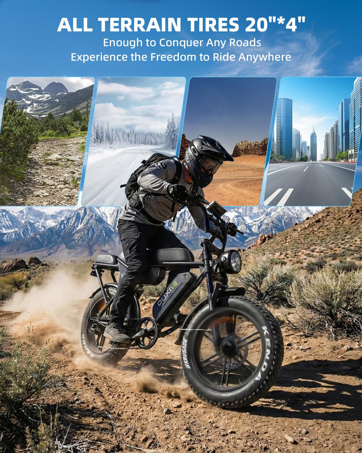 OUXI V8 Series Electric Bike for Adults, Peak 500W/1000W,20/31 MPH, 10.4/15/30 AH Removable Battery, 16''/20" Fat Tire Electric Bike,7-Speed Gear Electric Bicycles,Ebike Moped for Commuting & Off-Road