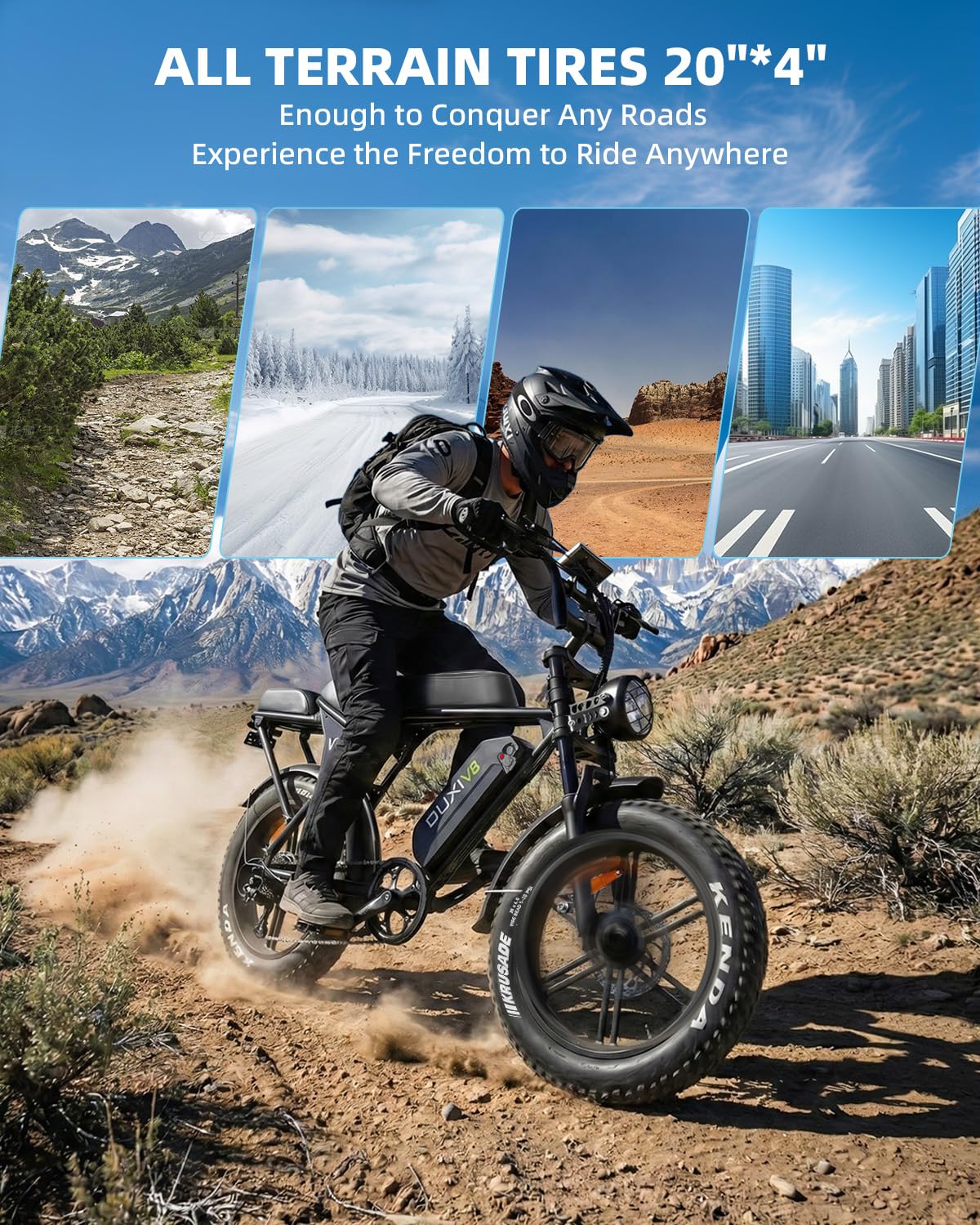OUXI V8 Series Electric Bike for Adults, Peak 500W/1000W,20/31 MPH, 10.4/15/30 AH Removable Battery, 16''/20" Fat Tire Electric Bike,7-Speed Gear Electric Bicycles,Ebike Moped for Commuting & Off-Road