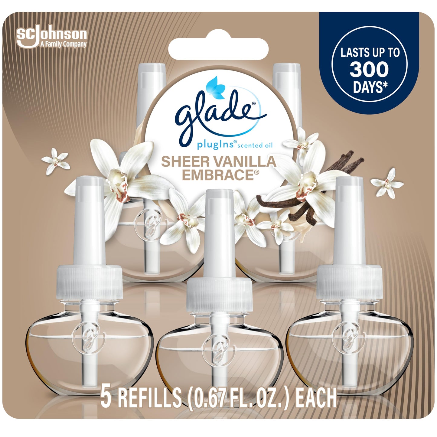Glade PlugIns Refills Air Freshener, Scented and Essential Oils for Home and Bathroom, Apple Cinnamon, 3.35 Fl Oz, 5 Count