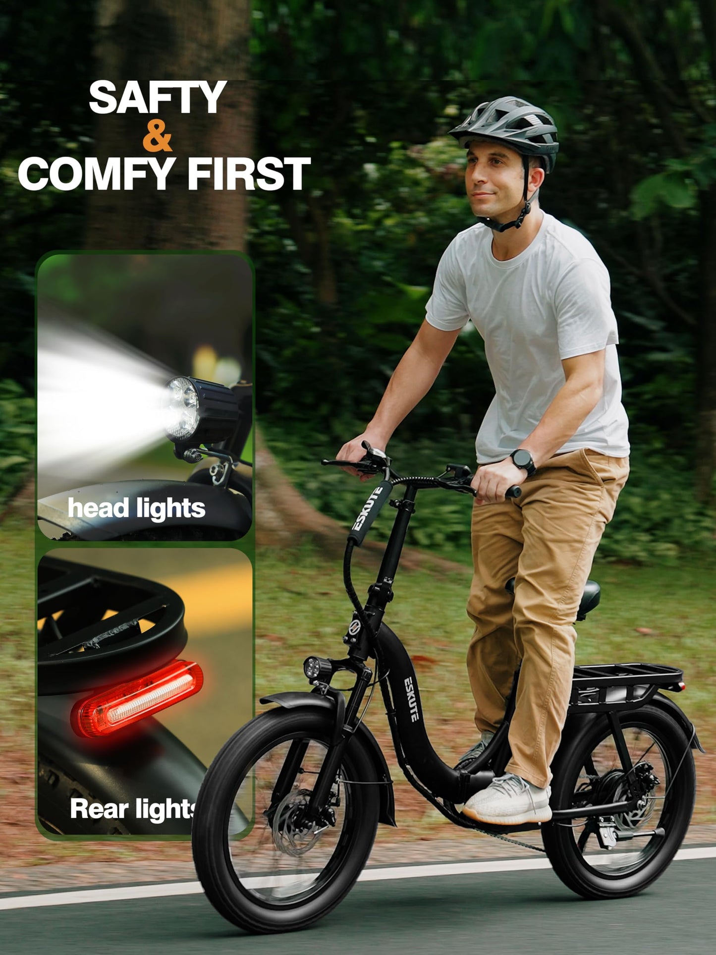 1200W Peak Folding Electric Bike for Adults, 28MPH 48V 10.4Ah Removable Battery, 55-Mile Range, 20"x3" Fat Tire, Step-Thru Ebike with Basket 7-Speed – Commuter E-Bike