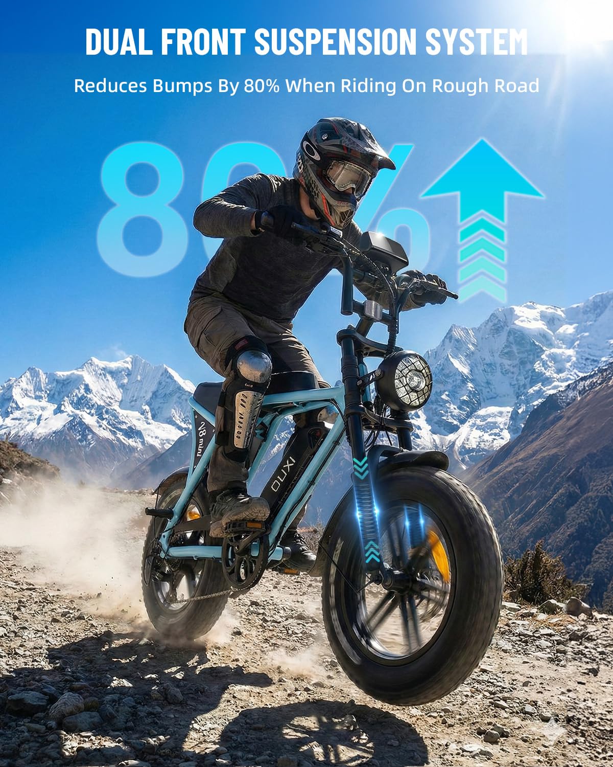 OUXI V8 Series Electric Bike for Adults, Peak 500W/1000W,20/31 MPH, 10.4/15/30 AH Removable Battery, 16''/20" Fat Tire Electric Bike,7-Speed Gear Electric Bicycles,Ebike Moped for Commuting & Off-Road