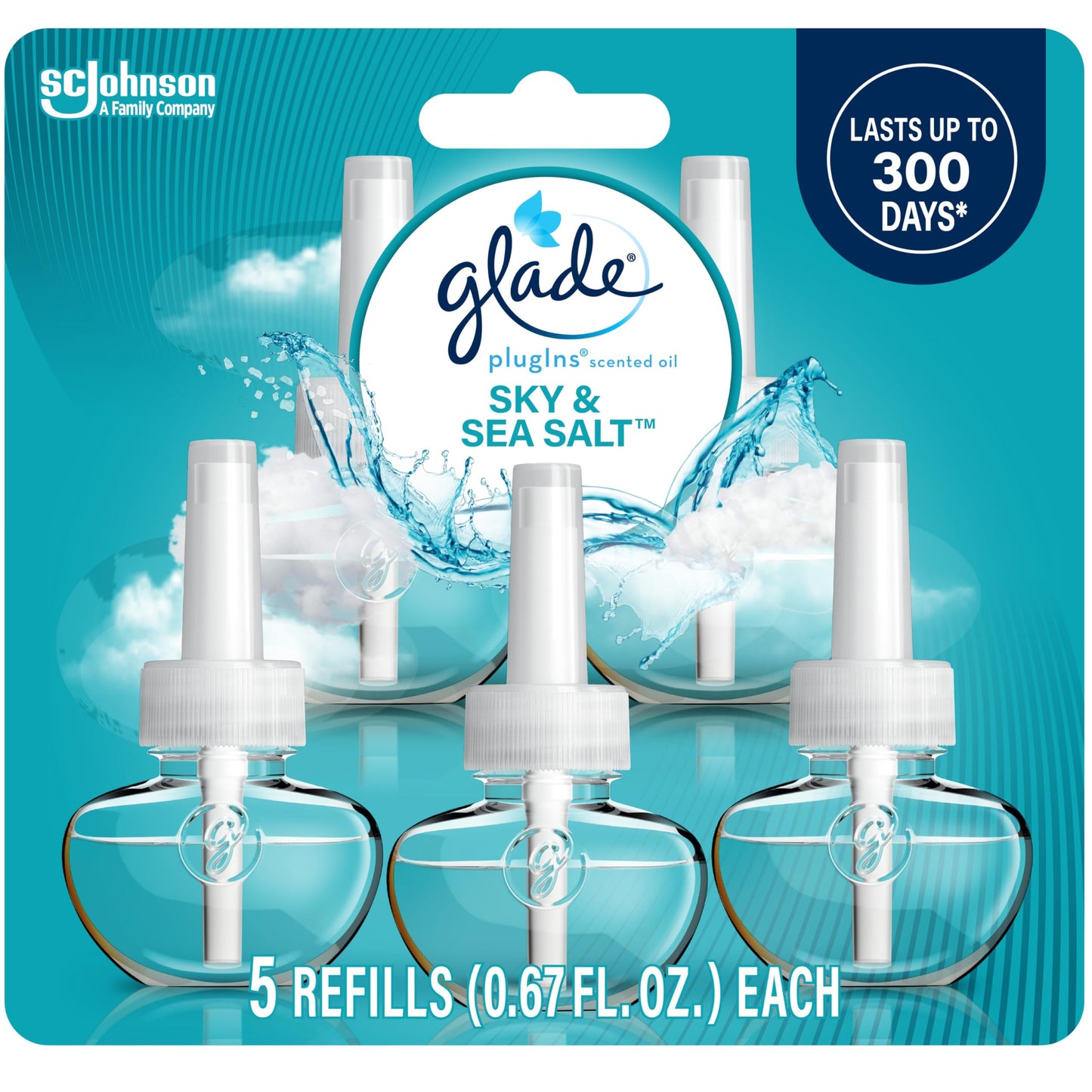 Glade PlugIns Refills Air Freshener, Scented and Essential Oils for Home and Bathroom, Apple Cinnamon, 3.35 Fl Oz, 5 Count