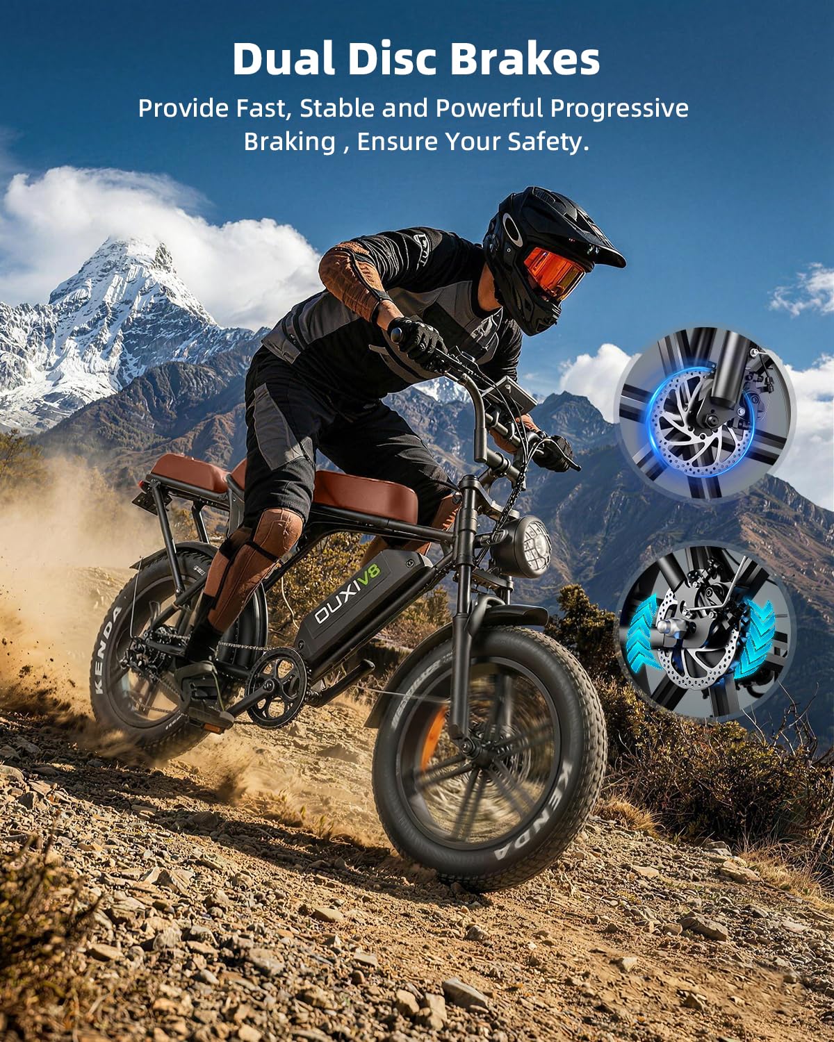 OUXI V8 Series Electric Bike for Adults, Peak 500W/1000W,20/31 MPH, 10.4/15/30 AH Removable Battery, 16''/20" Fat Tire Electric Bike,7-Speed Gear Electric Bicycles,Ebike Moped for Commuting & Off-Road