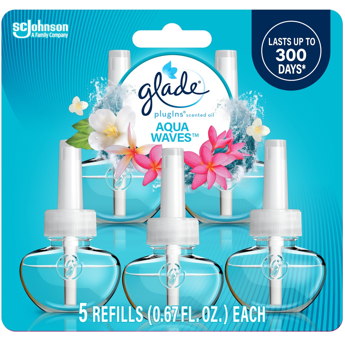 Glade PlugIns Refills Air Freshener, Scented and Essential Oils for Home and Bathroom, Apple Cinnamon, 3.35 Fl Oz, 5 Count