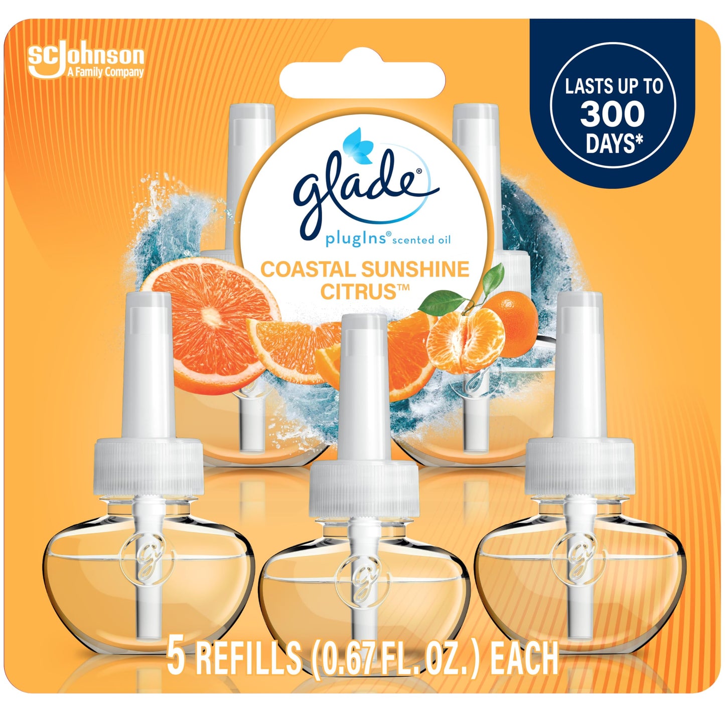 Glade PlugIns Refills Air Freshener, Scented and Essential Oils for Home and Bathroom, Apple Cinnamon, 3.35 Fl Oz, 5 Count