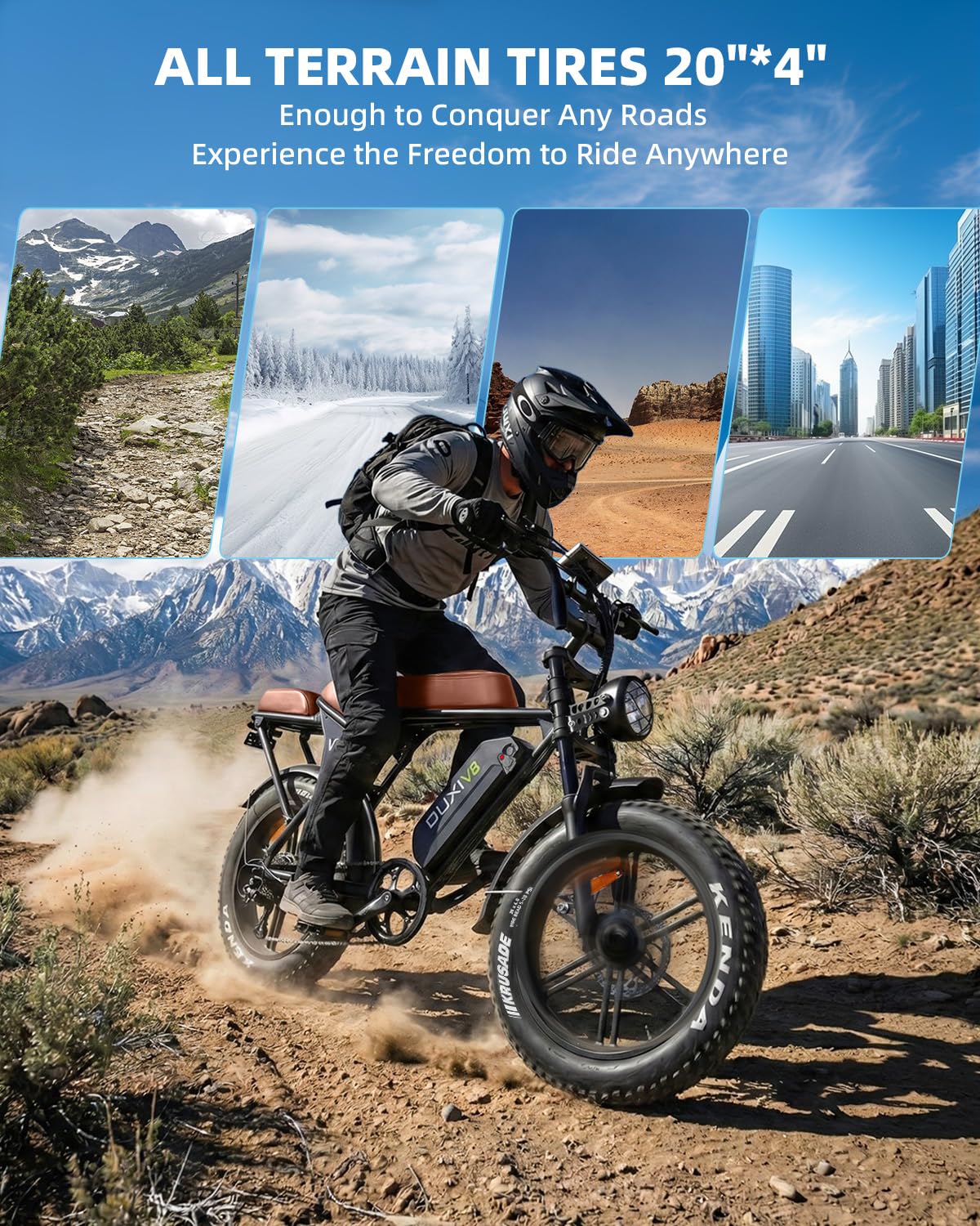 OUXI V8 Series Electric Bike for Adults, Peak 500W/1000W,20/31 MPH, 10.4/15/30 AH Removable Battery, 16''/20" Fat Tire Electric Bike,7-Speed Gear Electric Bicycles,Ebike Moped for Commuting & Off-Road