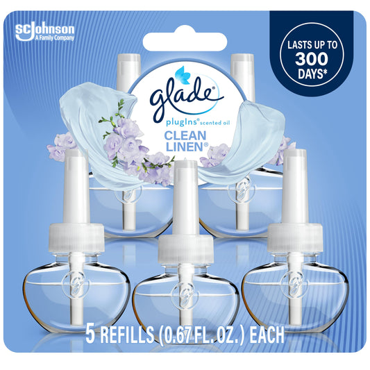 Glade PlugIns Refills Air Freshener, Scented and Essential Oils for Home and Bathroom, Apple Cinnamon, 3.35 Fl Oz, 5 Count
