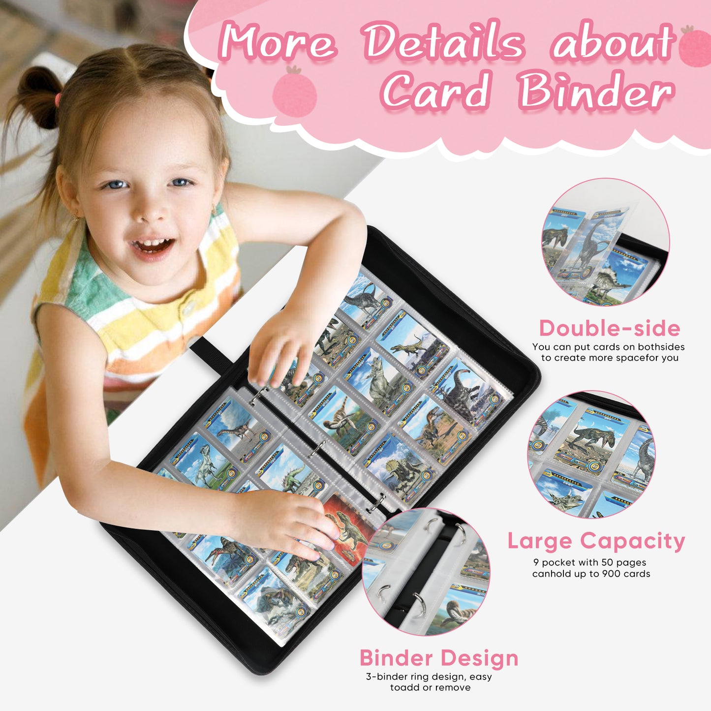 Card Binder for Trading Cards - Binder Holds up to 900 Game Cards